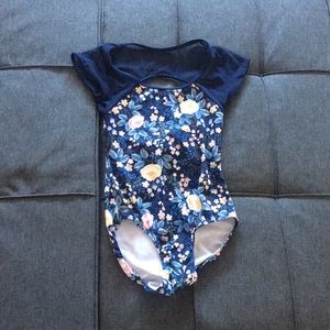 Navy Blue Floral Eleve Leotard